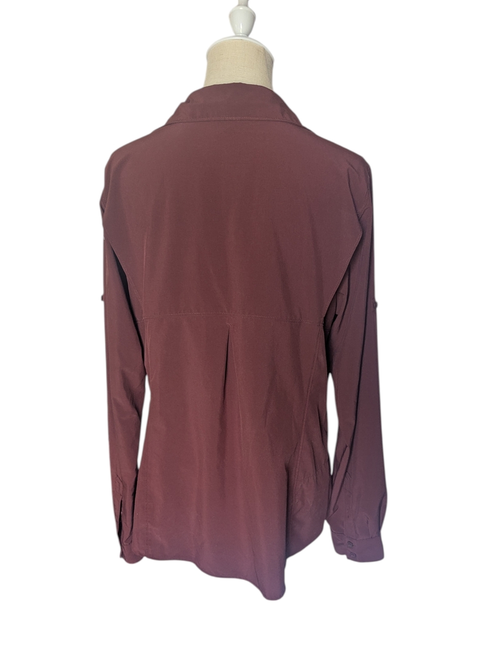 Columbia Omni-Shade Long Sleeve Button Front Shirt Burgundy Extra Large - Picture 4 of 5